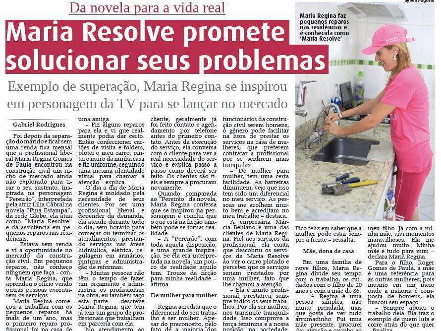 Recorte de jornal sobre Maria Resolve